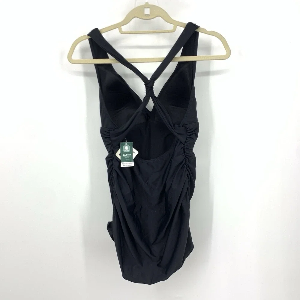 L.L. Bean Black One-Piece Twist Front Swimsuit